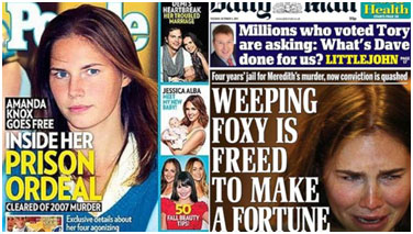 Amanda Knox in newspapers and tabloids